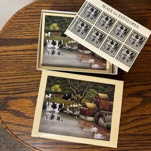 Set of 16 Farmhouse Cow Notecard Set